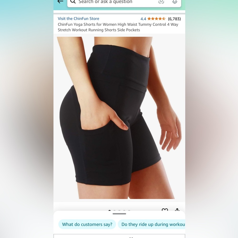 ChinFun Yoga Shorts High Waist Tummy Control Workout Running Shorts w/ Pockets